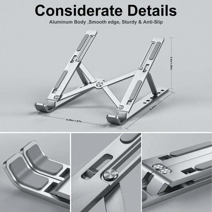 Portable Aluminium Lightweight Laptop Stand With 7 Adjustable Height Levels