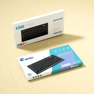 Banda K1000 Multimedia Wired Keyboard – Compact USB Waterproof Keyboard with Ergonomic Design, Arabic/English Layout, for Laptop & PC